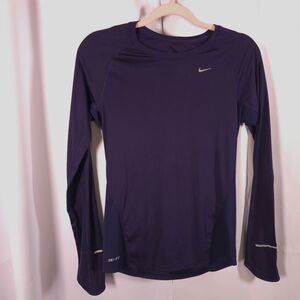 Nike Dri-Fit Womens Small Purple Long Sleeve Vented Athletic Training Top Shirt